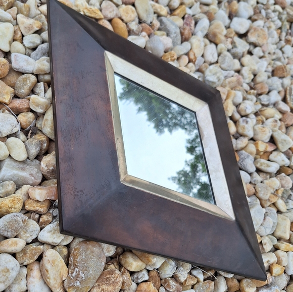 Mirror Wall Hanging Decor Rustic Metal Frame Vintage Modern Industrial Triangle - Picture 13 of 16